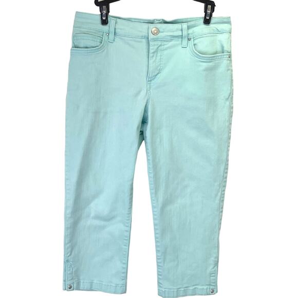 Bandolino Women's Mandie Capri Button Zip Side Slit Snap Spring Pastel Blue S 8 - Picture 3 of 16